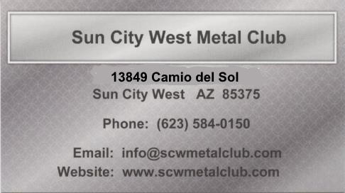 Sun City West Metal Club Business Card Image
